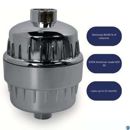 berkey Chrome shower filter with text on a white background