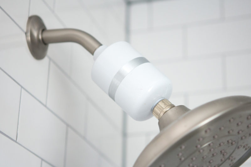shower head with water softener and filter